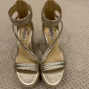 Badgley Mischka Gold Braid Wedge Sandal